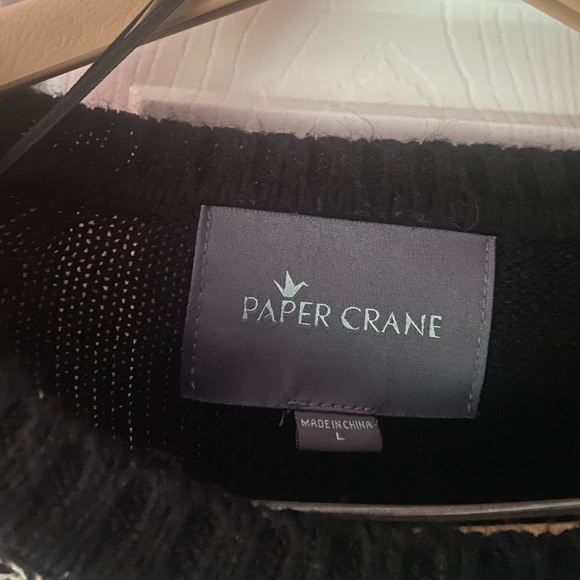 Black Tunic Sweater with Beige Geometric Design - Picture 2 of 4